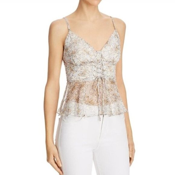 The EAST ORDER HARLIE FLORAL LACE-UP CAMISOLE TOP - Picture 1 of 8